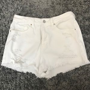 Pacsun white distressed denim shorts
